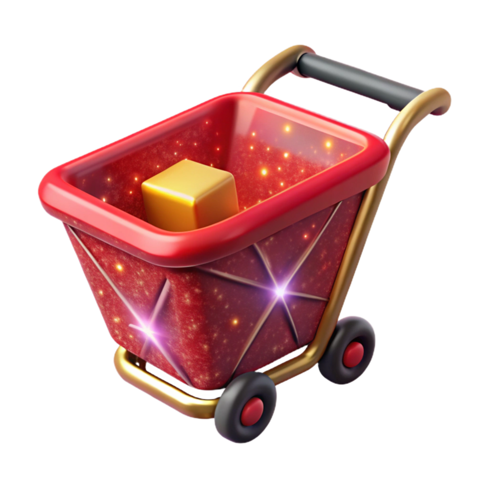 magnificent artistic Red Shopping Cart Icon Isolated on Transparent Background authentic png