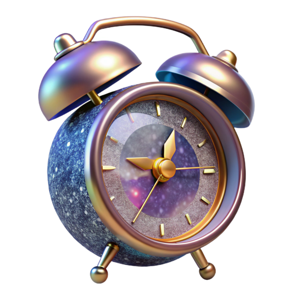 elegant contemporary Retro Alarm Clock Silent Transparent Background Isolated exclusive png