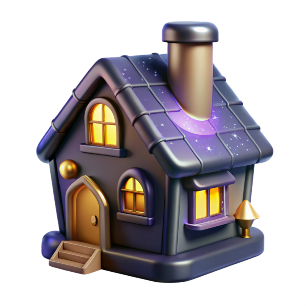 serene contemporary Retro Farmhouse Cutout with Chimney Detail professional png