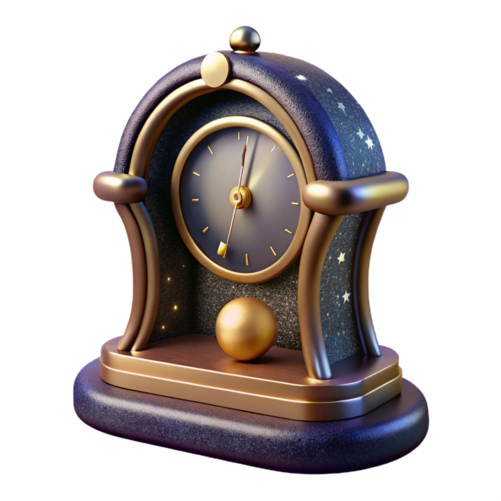 vibrant modern Retro Mantel Clock Isolated with Pendulum authentic png