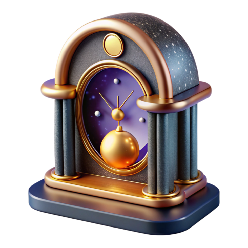dramatic contemporary Retro Mantel Clock Isolated with Pendulum authentic png