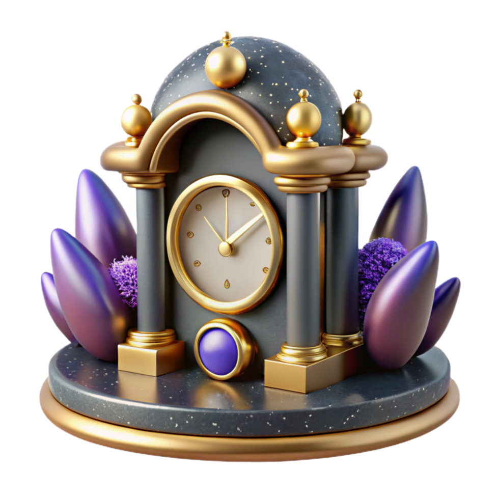 dramatic contemporary Retro Mantel Clock Isolated with Pendulum high resolution png