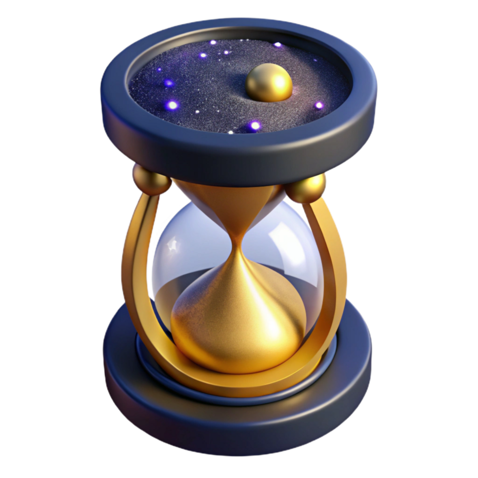 beautiful classic Sand Timer Overflowing Top View Isolated detailed png