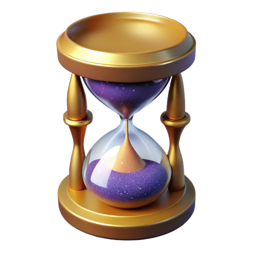 elegant vintage Sand Timer with Fine Sand Side View Isolated Element professional png