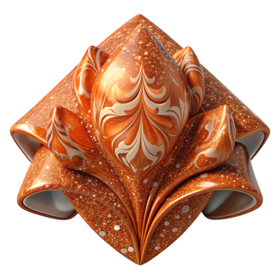 dramatic minimalist Rust Orange Floral Damask Ikat Textile Pattern Transparent Background premium png