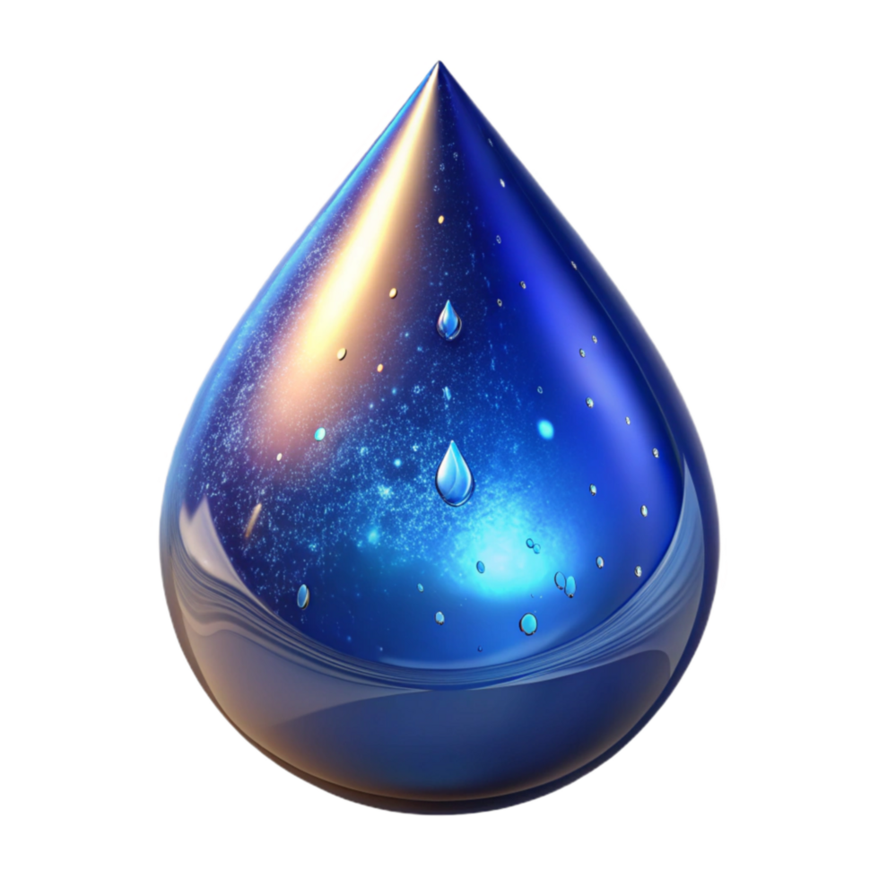 serene creative Sapphire Blue Water Drop Cutout with Reflective Surface png