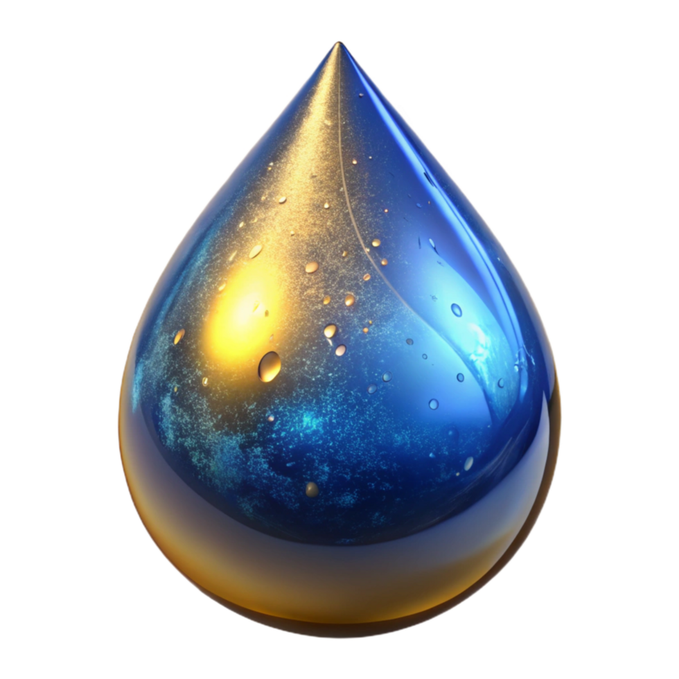 serene artistic Sapphire Blue Water Drop Cutout with Reflective Surface png