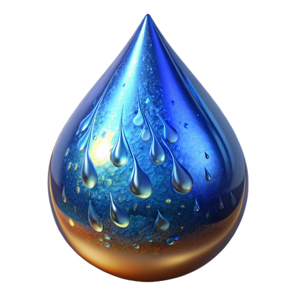 beautiful traditional Sapphire Blue Water Drop Cutout with Reflective Surface genuine png