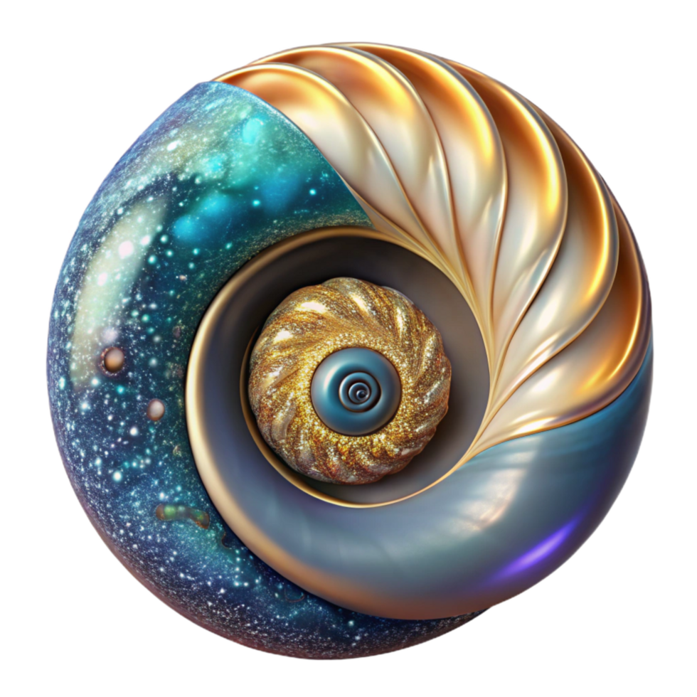 vibrant minimalist Seashell Spiral Pattern Isolated Transparent Background png