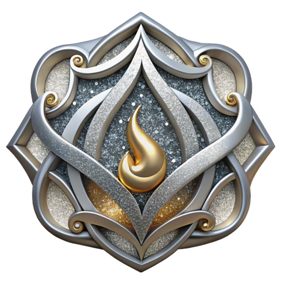 stunning contemporary Silver Calligraphy Border Element Cutout authentic png