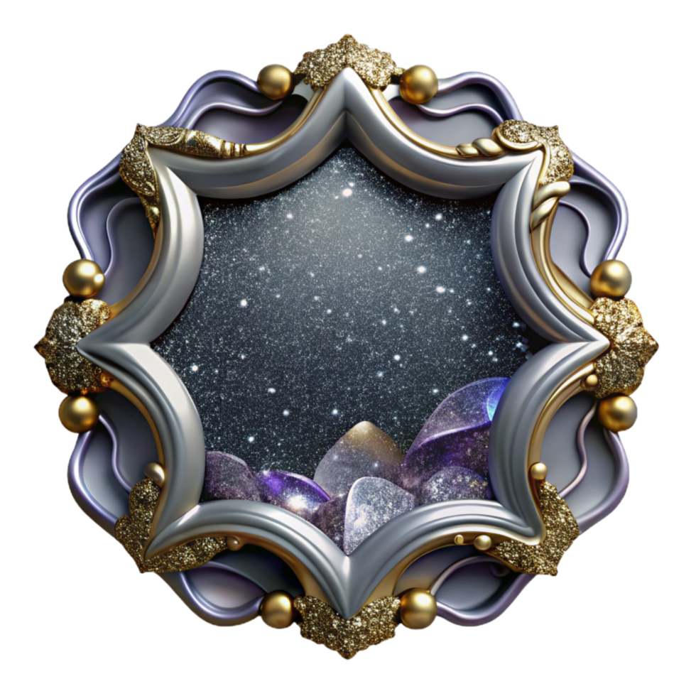 vibrant artistic Silver Calligraphy Frame Transparent Background exclusive png