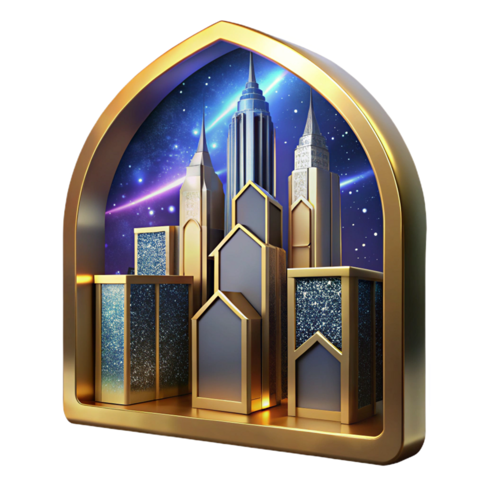elegant classic Skyscraper Window Reflection City Lights Cutout detailed png