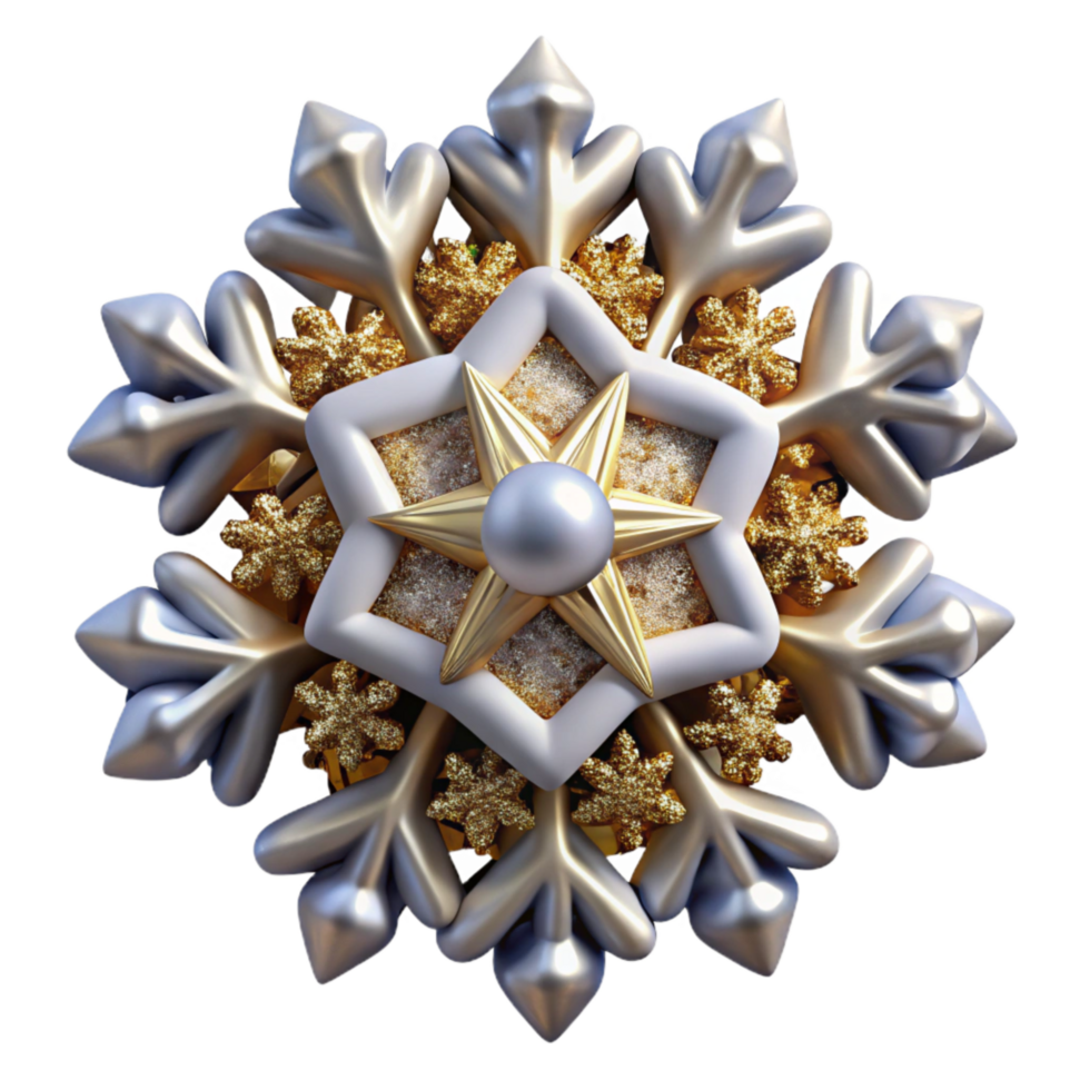 wonderful creative Snowflake Fractal Structure White Isolated Transparent Background exclusive png