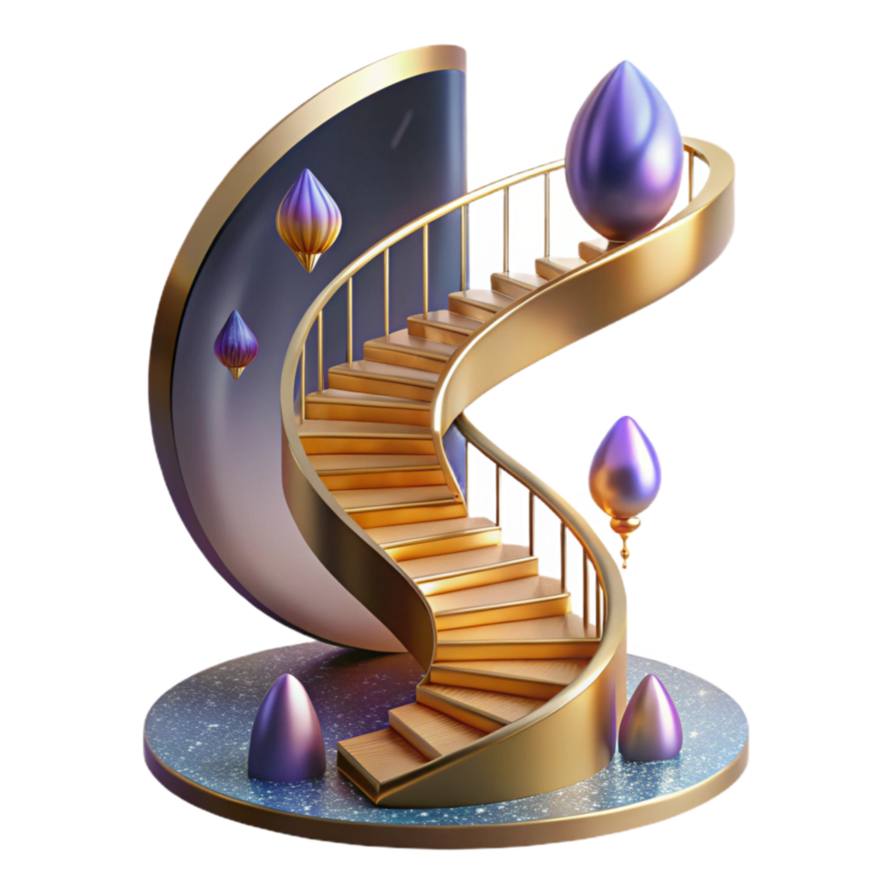 beautiful vintage Spiral Staircase Ascending Transparent Background high quality png