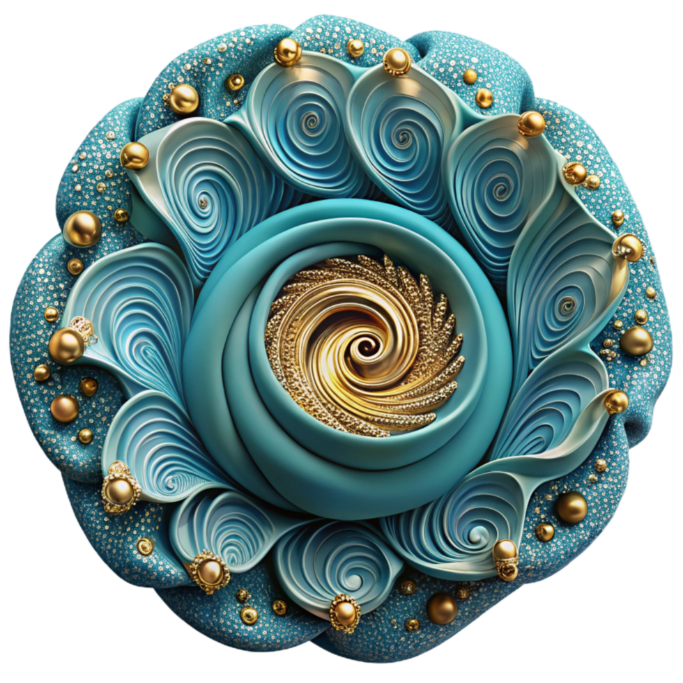 wonderful abstract Spiral Paisley Pattern on Teal Textile Cutout high resolution png