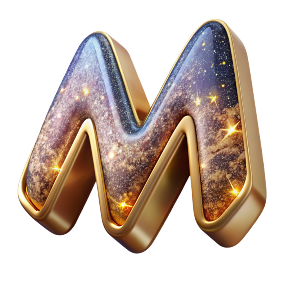 beautiful artistic Starburst Font Letter M Transparent Background premium png