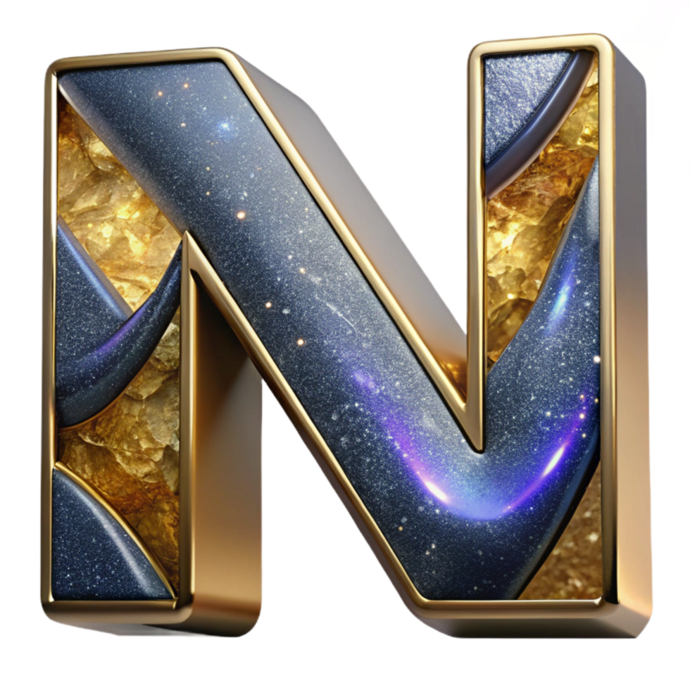 vibrant contemporary Stained Glass Font Letter N Cutout high quality png