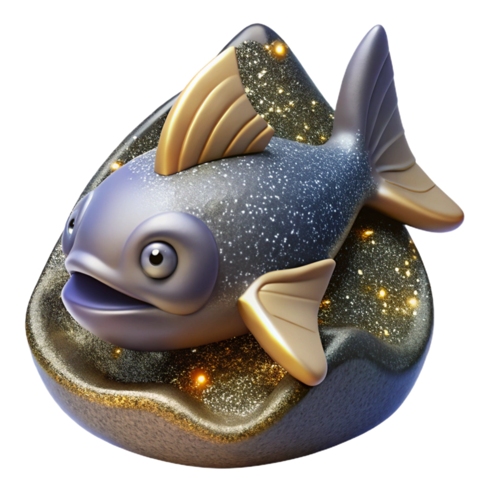 stunning creative Stone Carving Fish Swimming Pose Isolated Element png