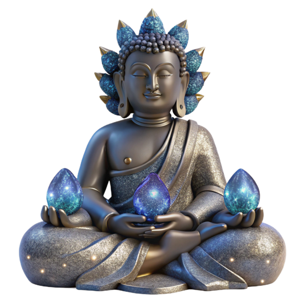 extraordinary artistic Stone Statue Sitting Buddha Front View Transparent high resolution png