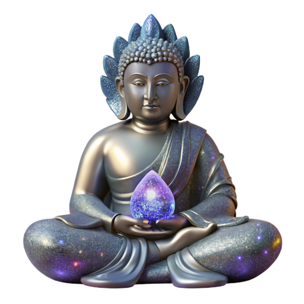 dramatic creative Stone Statue Sitting Buddha Front View Transparent premium png