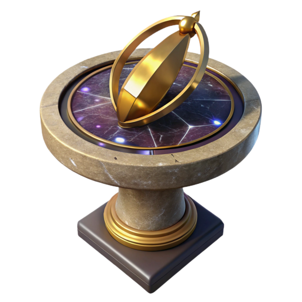 vibrant modern Sundial on Stone Pedestal Isolated Element authentic png