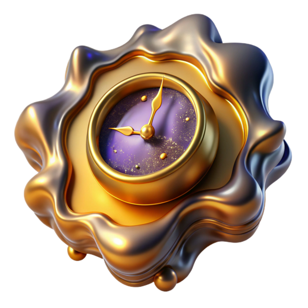 elegant traditional Surrealism Perspective Melting Clock Isolated Element professional png
