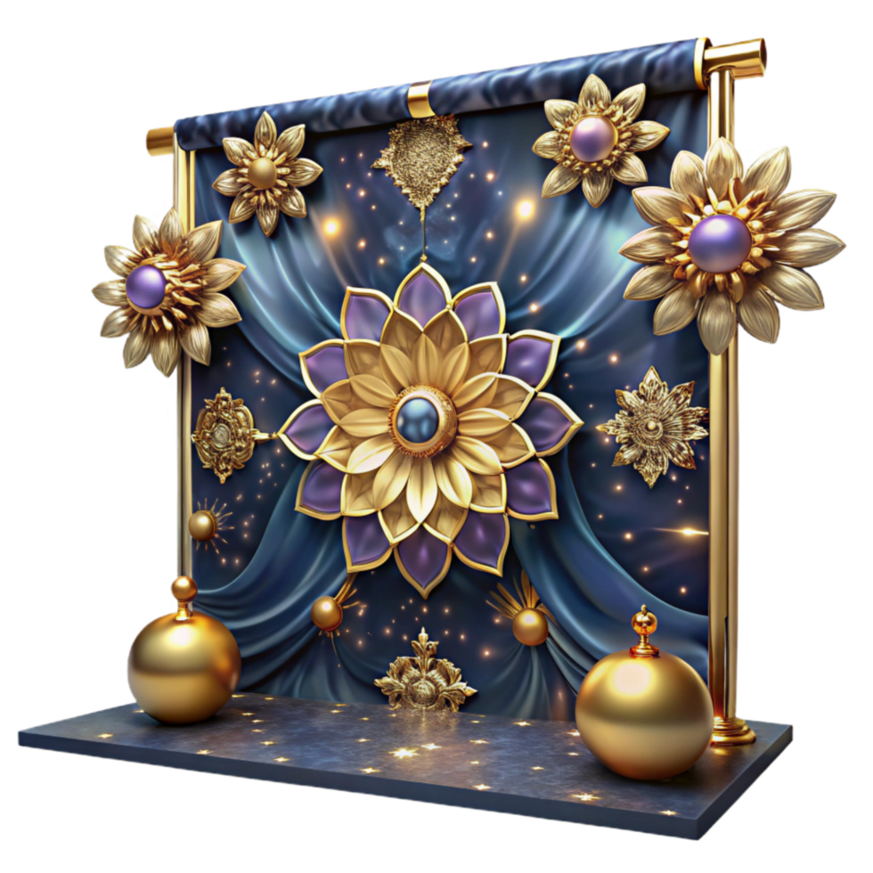 vibrant classic Tapestry Backdrop with Floral Pattern Transparent Background detailed png