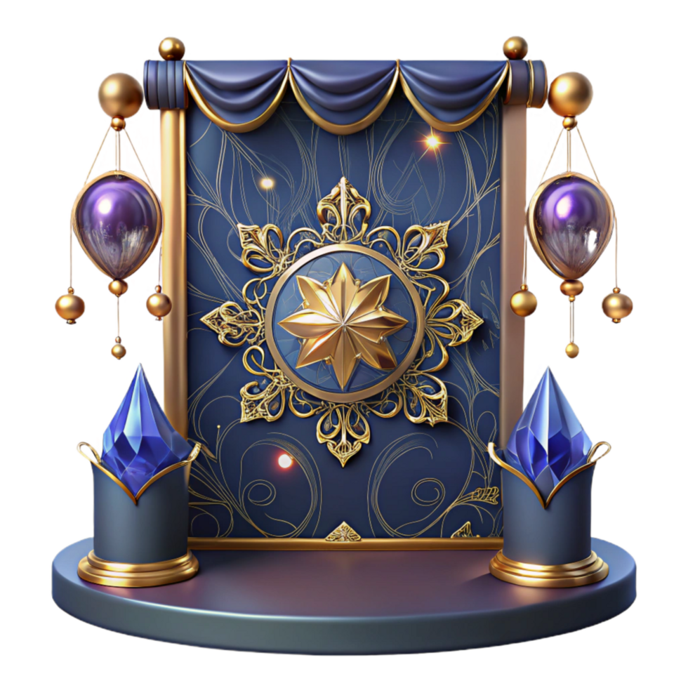 serene modern Tapestry Backdrop with Ornamental Pattern Transparent Background high resolution png