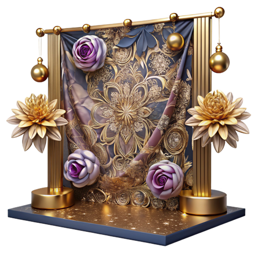 magnificent contemporary Tapestry Backdrop with Floral Pattern Transparent Background professional png