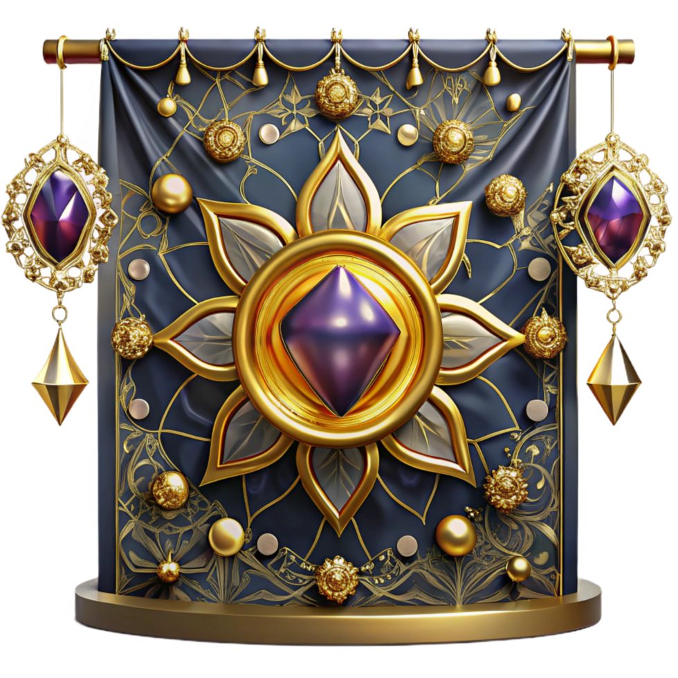 elegant rustic Tapestry Backdrop with Ornamental Pattern Transparent Background professional png