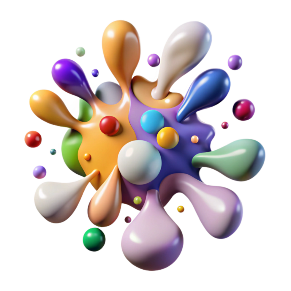 vibrant creative Abstract Paint Splatter Cutout with Multicolor Drops professional png