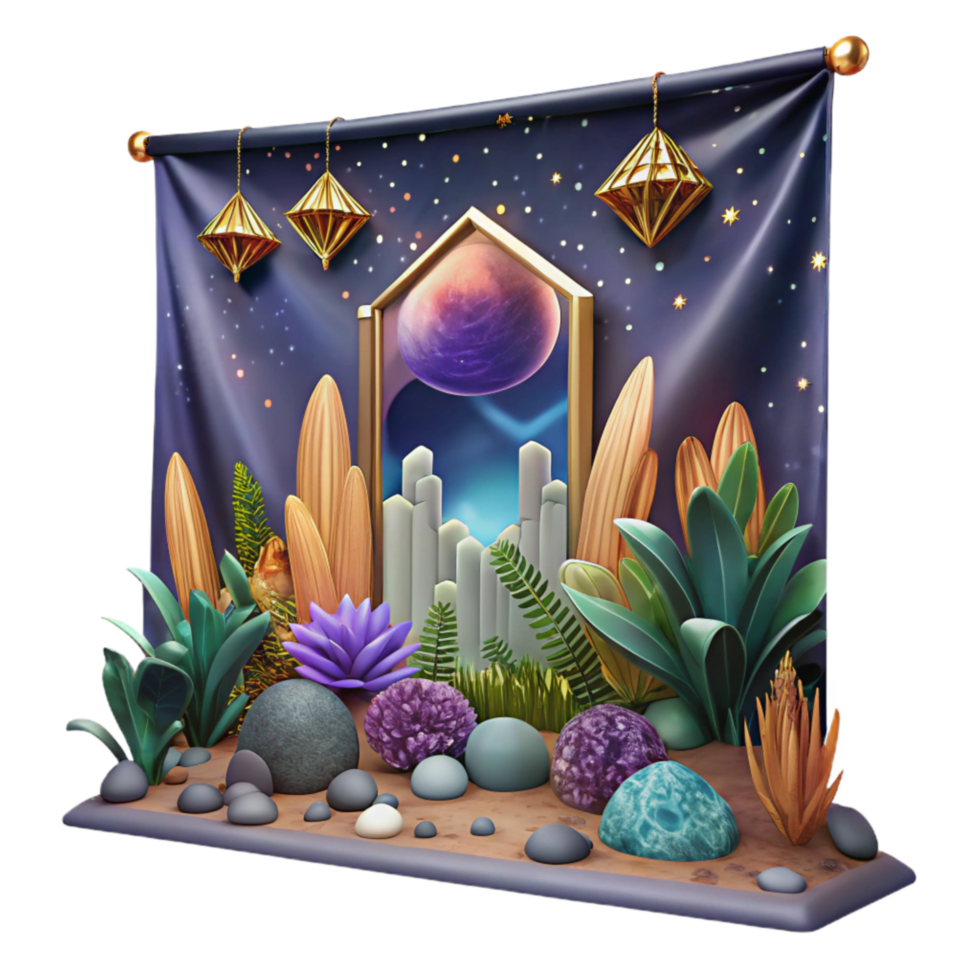 elegant creative Tapestry Wall Hanging with Mythological Scene Isolated original png