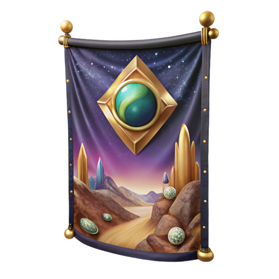 impressive rustic Tapestry Wall Hanging with Mythological Scene Isolated authentic png
