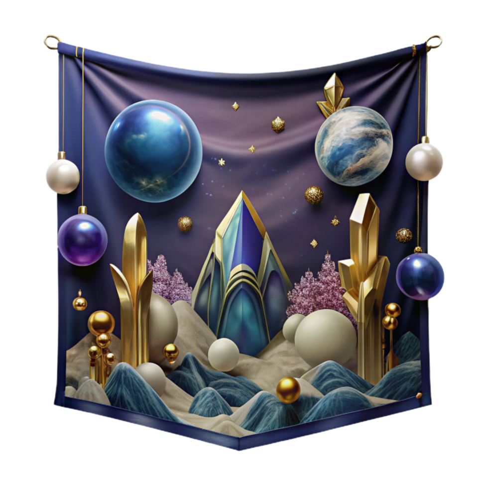 serene contemporary Tapestry Wall Hanging with Mythological Scene Isolated png