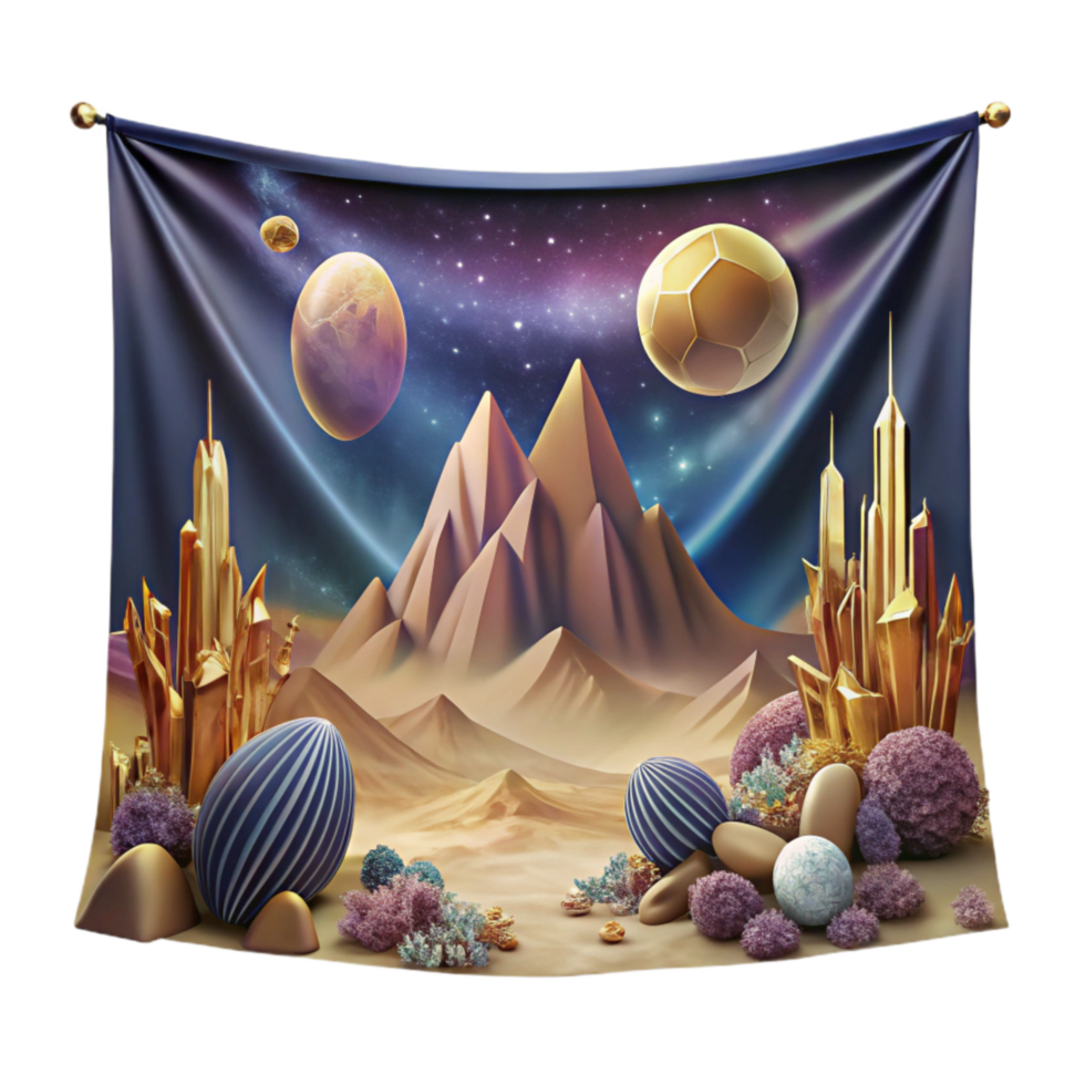magnificent minimalist Tapestry Wall Hanging with Mythological Scene Isolated professional png