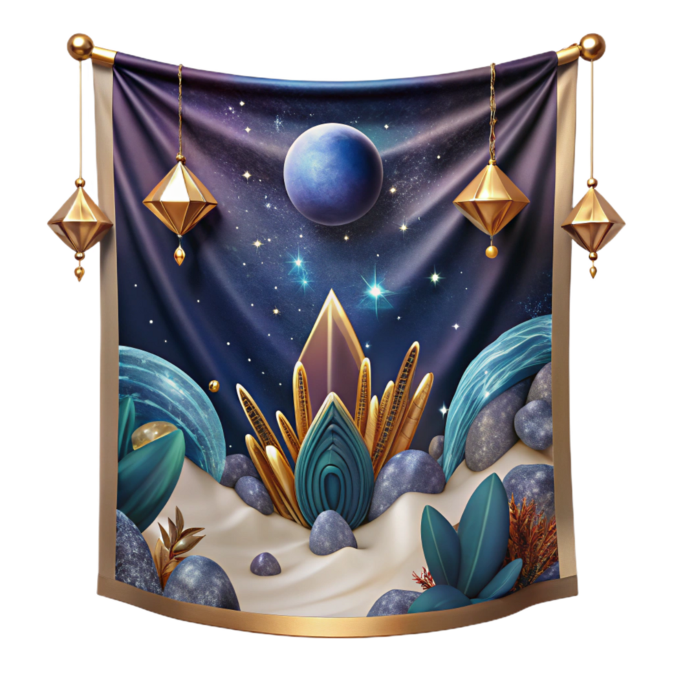 beautiful abstract Tapestry Wall Hanging with Mythological Scene Isolated original png