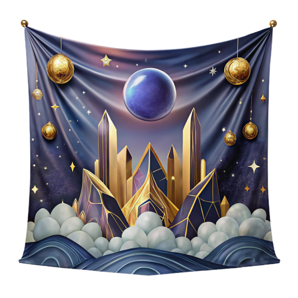 elegant artistic Tapestry Wall Hanging with Mythological Scene Isolated original png