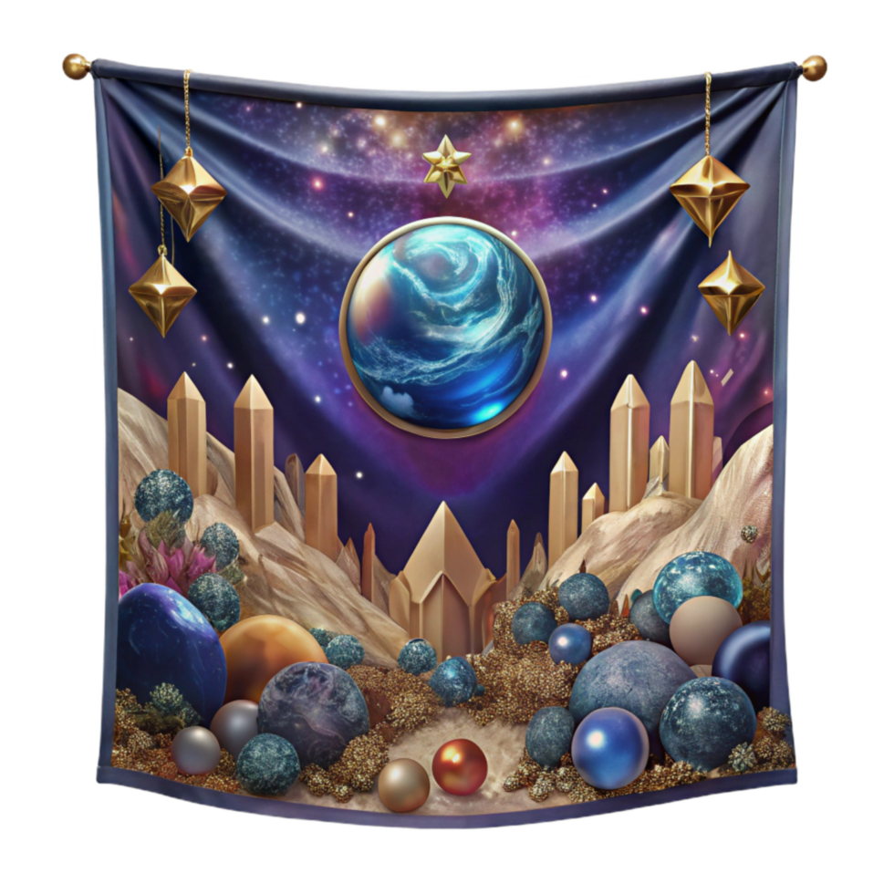 extraordinary minimalist Tapestry Wall Hanging with Mythological Scene Isolated premium png