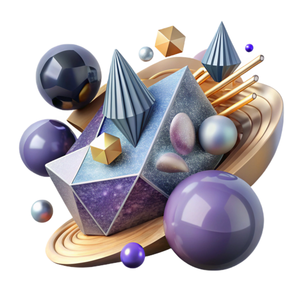wonderful creative Abstract Shapes Representing Parallel Dimensions Isolated authentic png