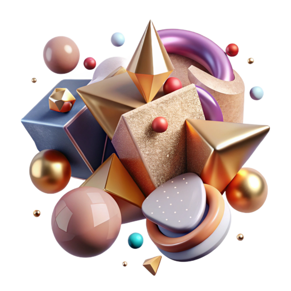 stunning artistic Abstract Shapes Representing Parallel Dimensions Isolated detailed png