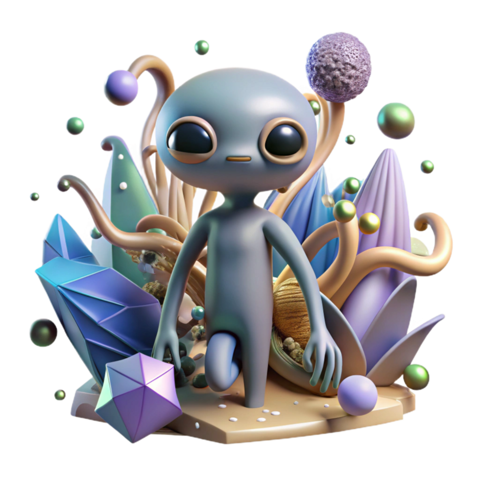 impressive classic Alien Creature with Tentacles Cutout genuine png