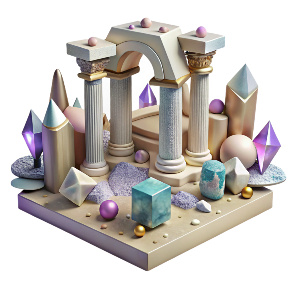 vibrant vintage Ancient Ruins in Parallel World Cutout Transparent Background high resolution png