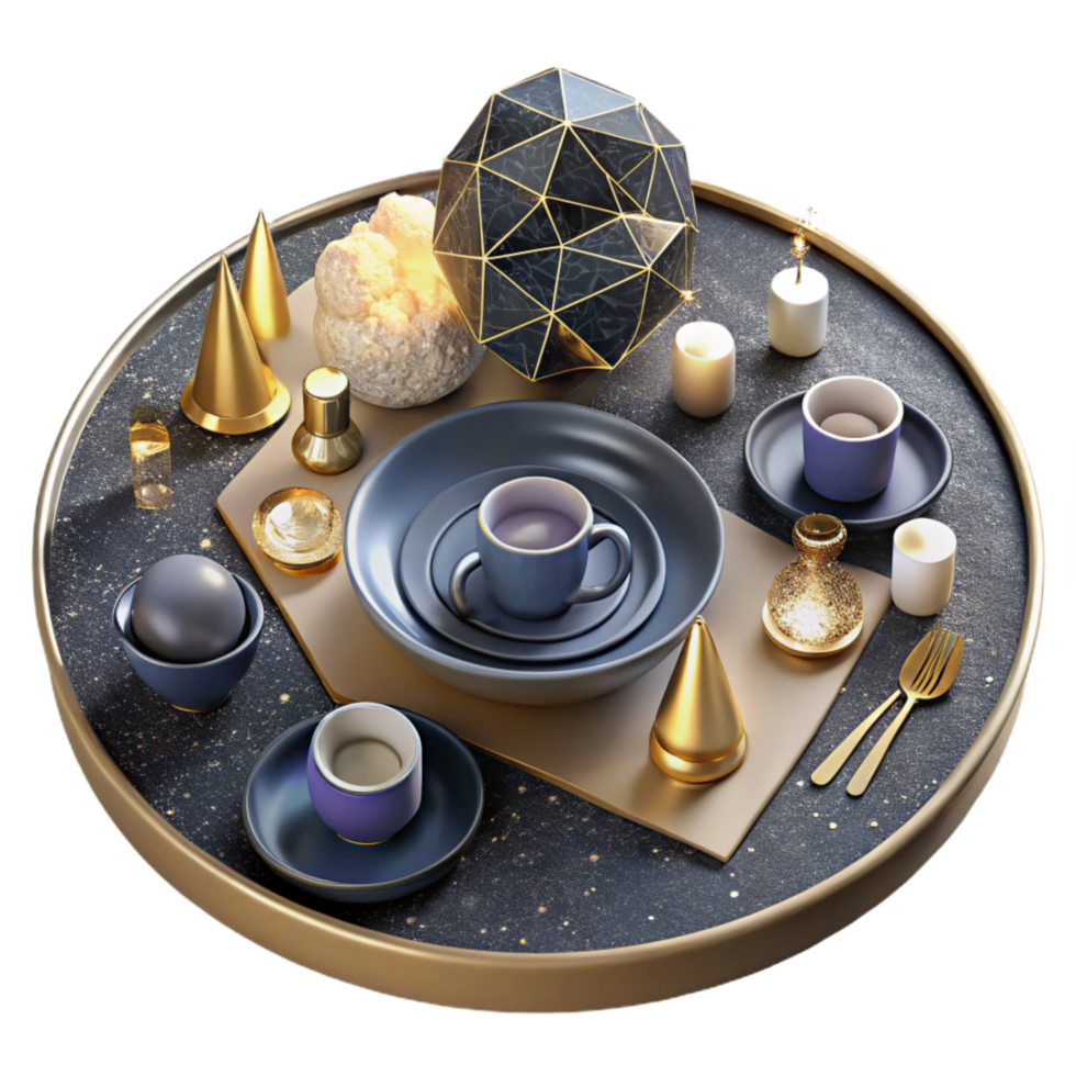 wonderful traditional Top View Perspective Table Setting Isolated Element detailed png