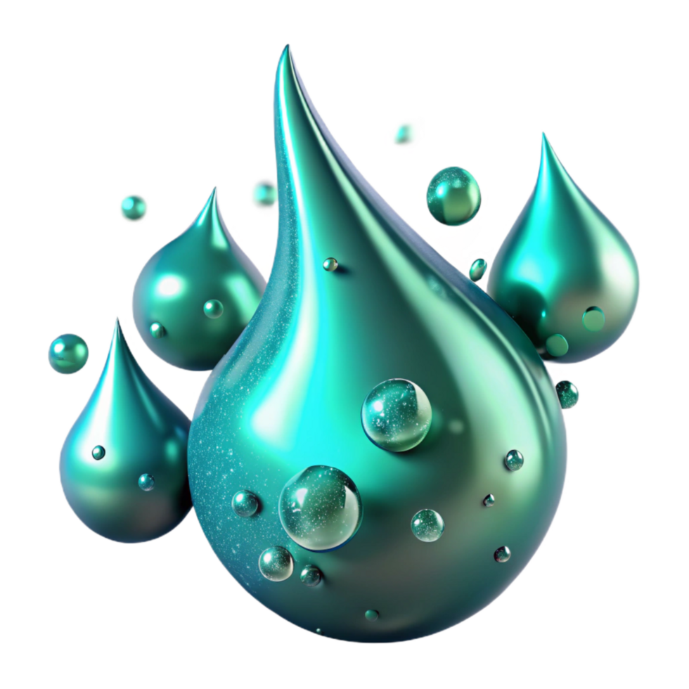 dramatic minimalist Turquoise Water Splash Droplets Cutout professional png