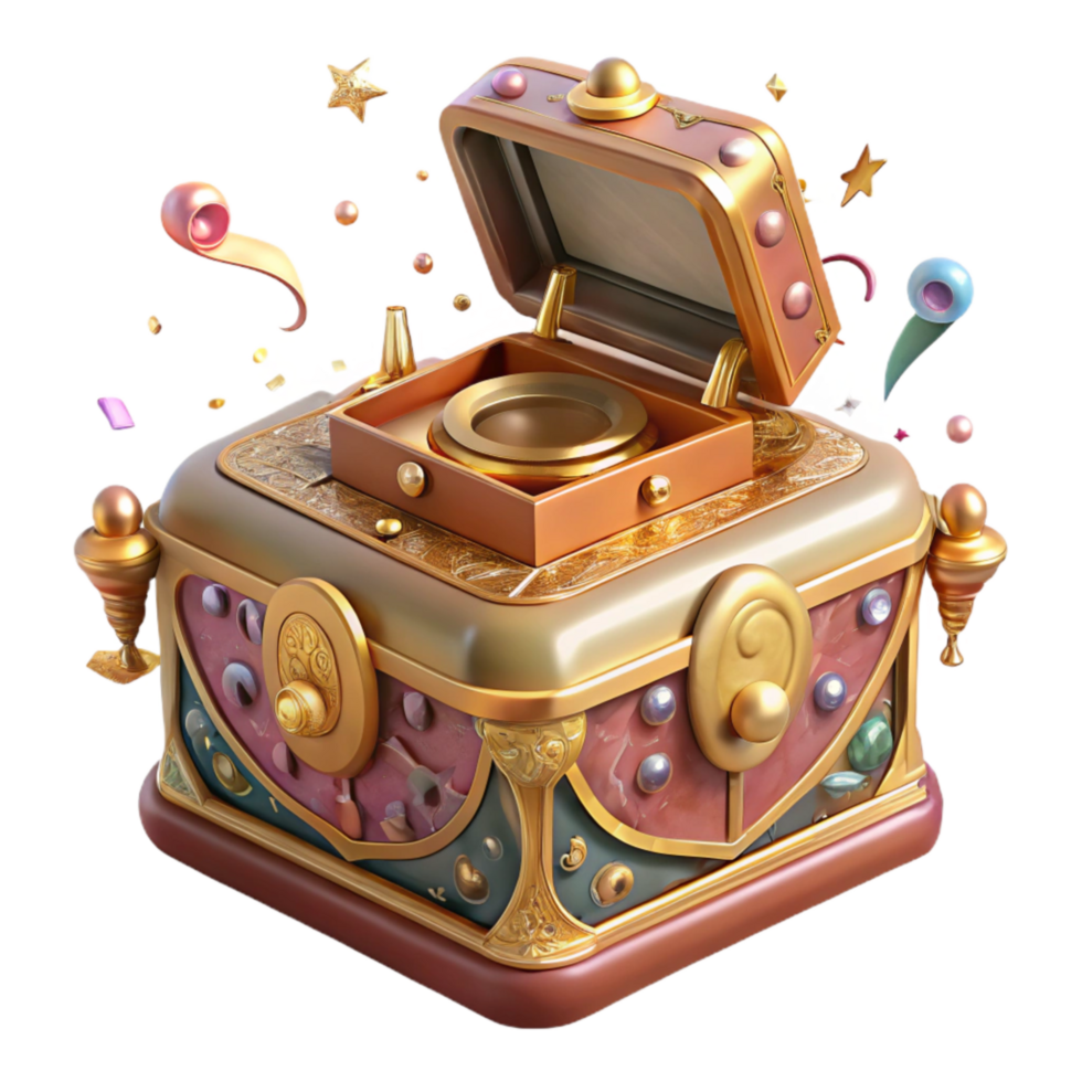 wonderful modern Antique Music Box Isolated with Intricate Carvings professional png