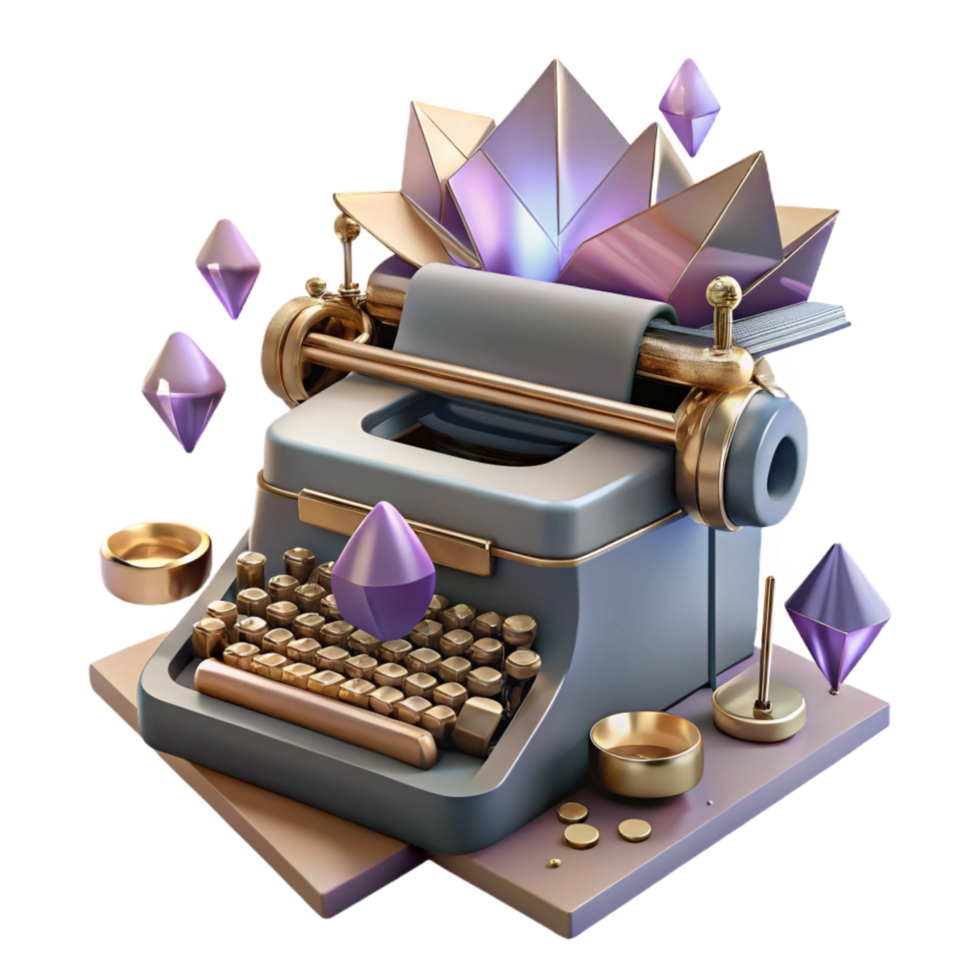 impressive creative Antique Typewriter Front View Isolated Cutout professional png