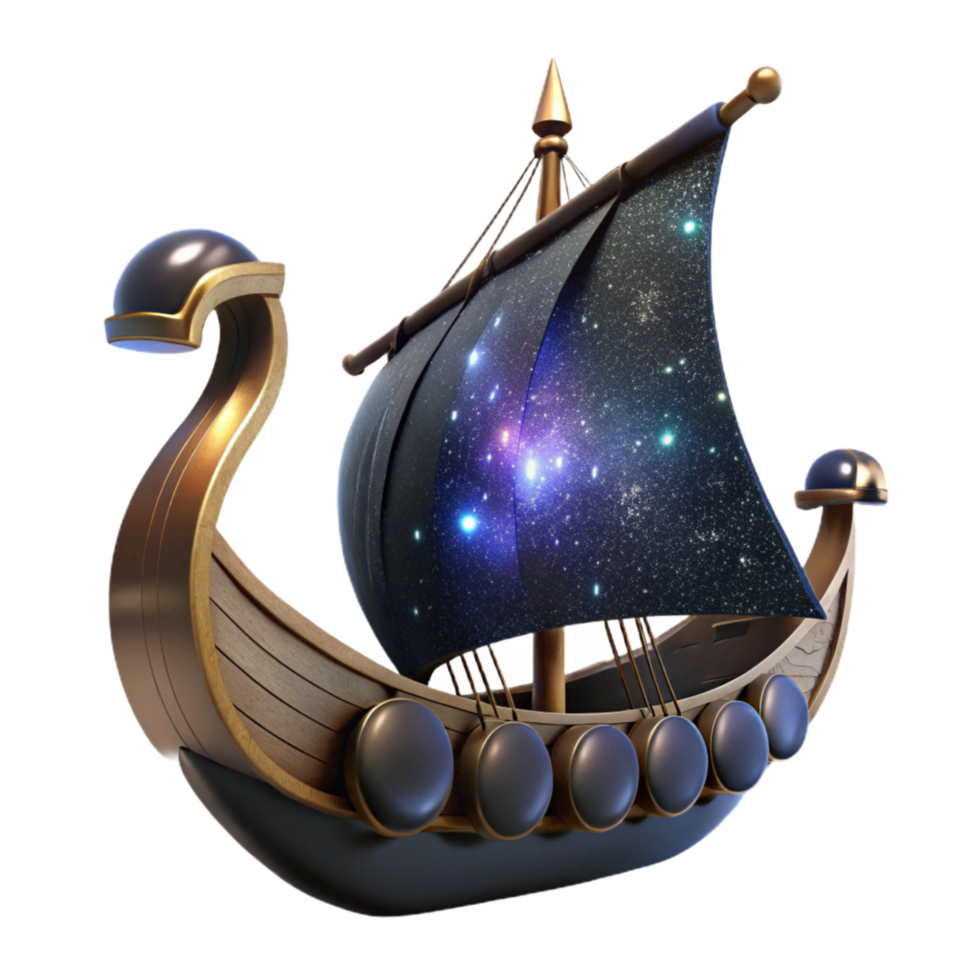 elegant modern Viking Drakkar Ship Silhouette Black Isolated Element high quality png