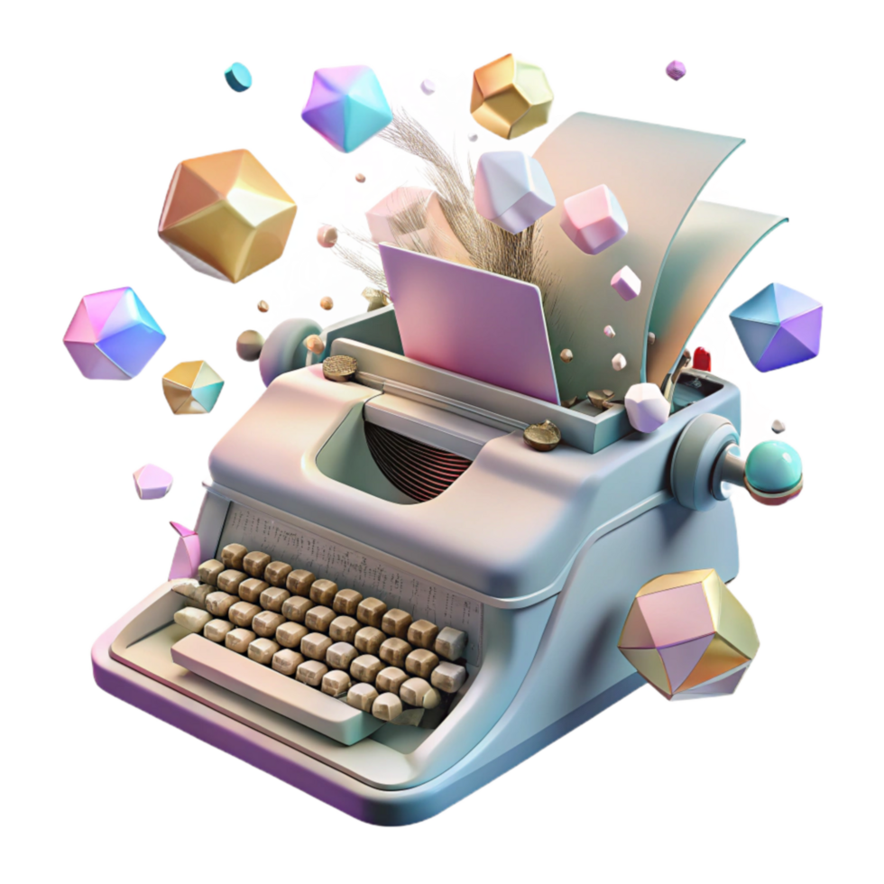 stunning abstract Antique Typewriter Transparent Background Side Angle professional png