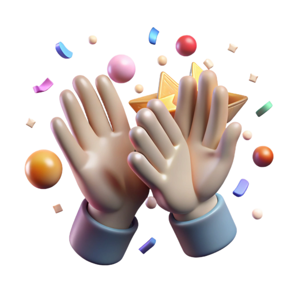 vibrant traditional Applause Hands Clapping Transparent Background Cutout high resolution png