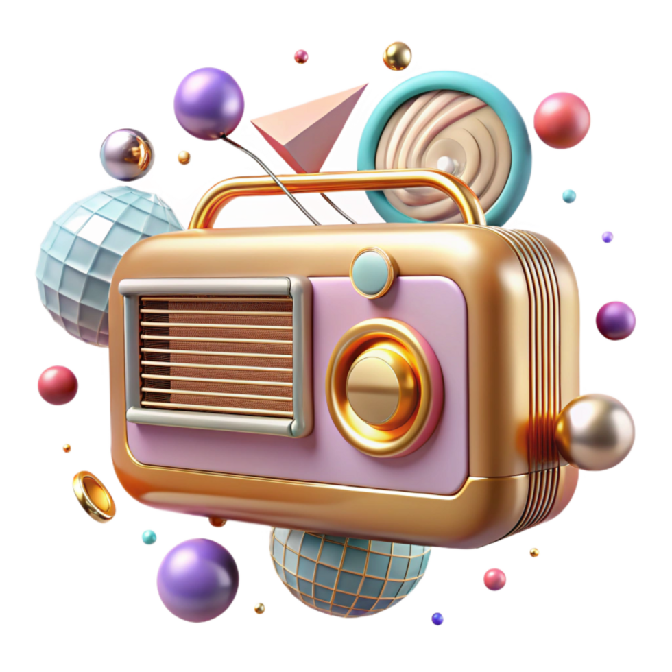 serene modern Art Deco Radio Transparent Background with Detailed Knobs genuine png